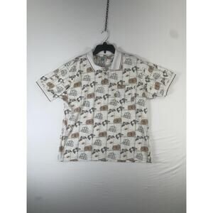 Michael Austin Rugged Wear Polo Shirt Mens Large White Fish Graphic Fishing